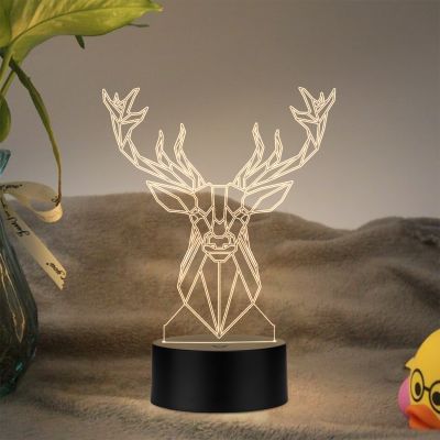 Poly-Art Deer Head Design Night Lamp